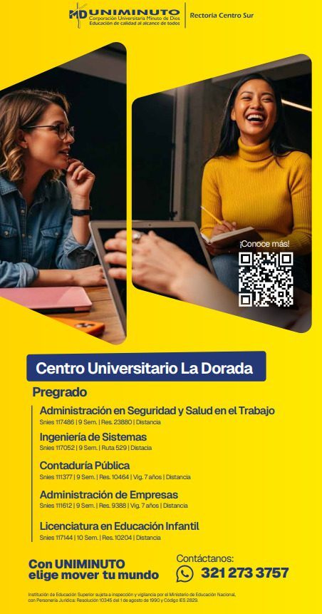 Oferta de cinco programas de pregrado de UNIMINUTO en el Centro Universitario La Dorada