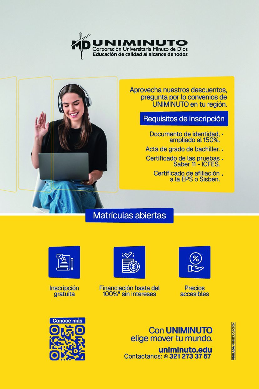 Matrículas abiertas de UNIMINUTO con requisitos de inscripción y beneficios de financiación