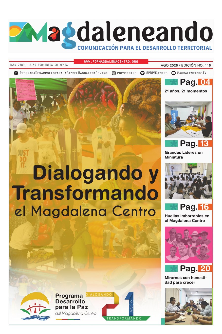 Portada de Magdaleneando, edición 116: Dialogando y transformando el Magdalena Centro.
