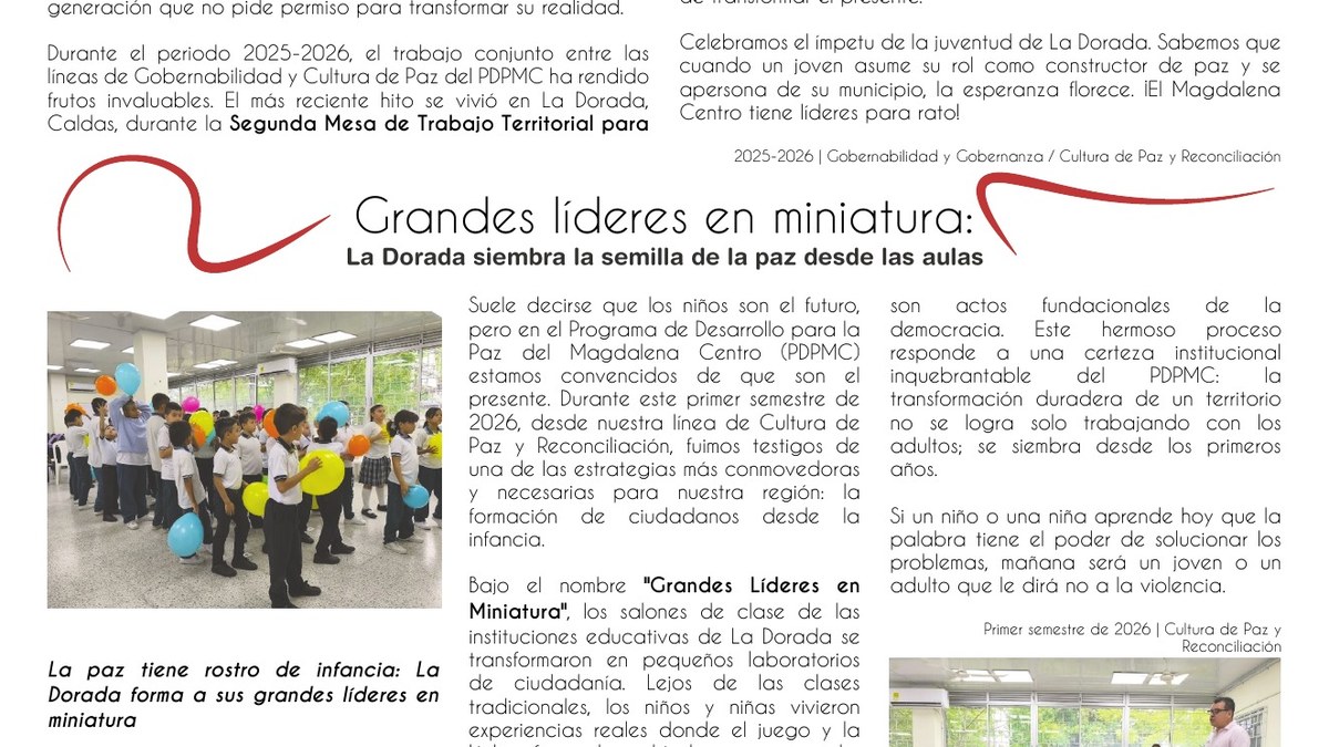 Niños y niñas de La Dorada participan en la estrategia Grandes Líderes en Miniatura.
